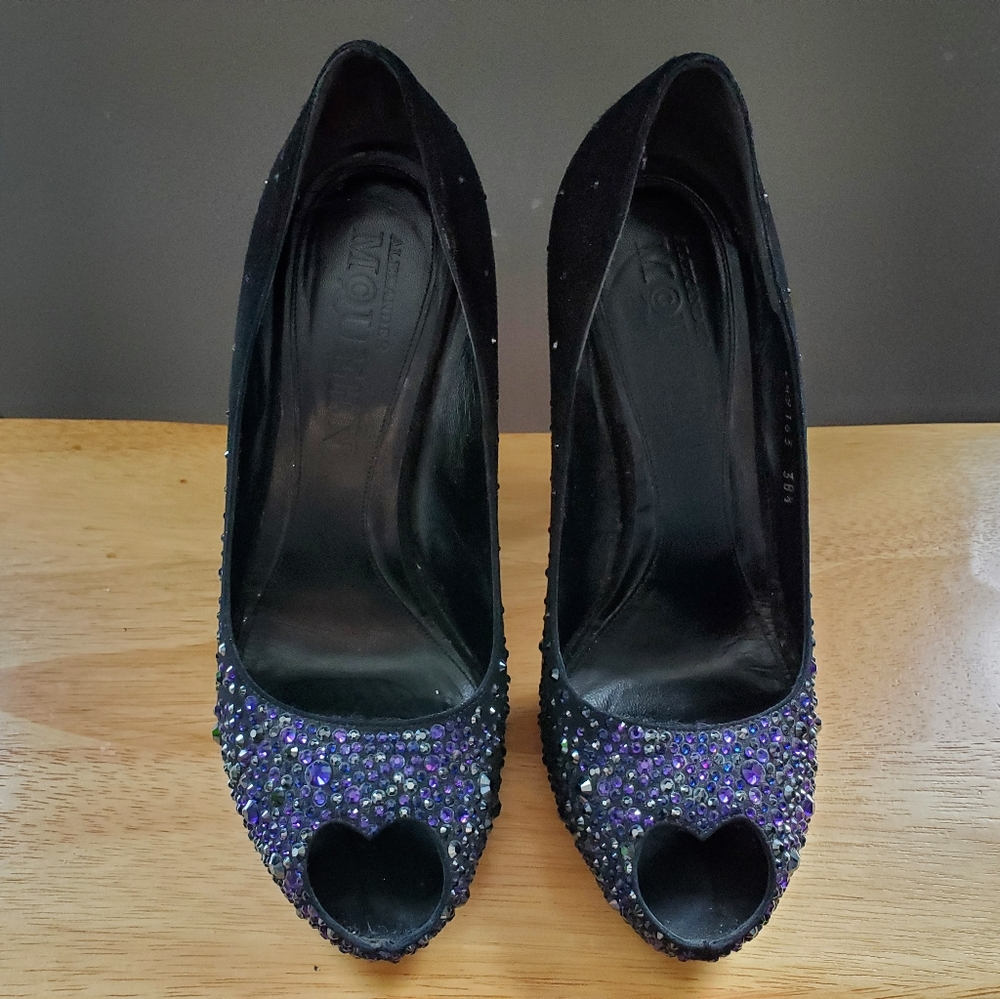 Alexander McQueen Crystall Embelished  ❤ peeptoe
